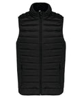 The Gilets & Body Warmers is a sleeveless black puffer gilet with a high collar, horizontal quilting, front zip fastening, and side zipped pockets, shown against a white background.