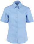 Kustom Kit K742F short-sleeve button-up shirt in light blue set against a plain white background.