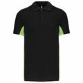 The KB232 by Kariban is a black polo shirt featuring an lime stripe down each side.
