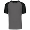 Kariban KB330 short-sleeve raglan t-shirt in gray and black on a plain white background.