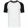 A KB330 T-shirt by Kariban featuring a plain white body with black raglan sleeves on a white background.