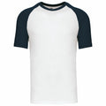 The KB330 by Kariban is a plain white raglan t-shirt with short black sleeves, displayed against a white background.