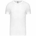 Introducing the Kariban KB356: a classic plain white t-shirt featuring a round neckline and short sleeves, elegantly displayed against a white background.