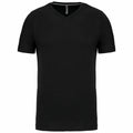 A plain black KB357 V-neck T-shirt from Kariban, featuring short sleeves, is displayed against a white background.