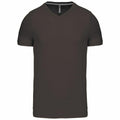 Kariban's KB357 V-neck T-shirt in plain olive green with short sleeves, displayed on a white background.