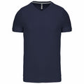 A Kariban KB357, a plain navy blue short-sleeve V-neck T-shirt, displayed against a white background.