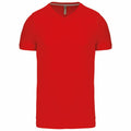 A Kariban KB357, a plain red V-neck t-shirt, displayed on a white background.