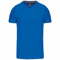 A Kariban KB357 plain blue V-neck T-shirt showcased against a white background.