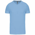 A KB357 V-neck T-shirt in light blue by Kariban, displayed on a white background.