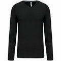 The Kariban KB358, a black V-neck shirt with long sleeves, displayed on a plain white background.