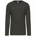 Kariban's KB358: A dark green long-sleeve V-neck shirt displayed on a plain white background.