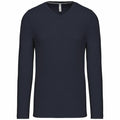 A black long-sleeve V-neck shirt from the Kariban brand, model KB358, displayed on a white background.