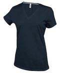 Kariban's KB381 V-neck T-shirt in dark blue against a white background.