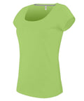 Kariban's KB384 is a lime green short-sleeve T-shirt featuring a scoop neckline.