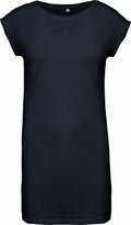 Kariban's KB388 black short-sleeve tunic dress displayed on a plain background.