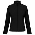 The KB400 by Kariban is a black jacket featuring a zip-up design, long sleeves, and a high collar. It includes two front zippered pockets and an additional zippered pocket on the upper sleeve.