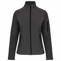 A black unisex KB400 jacket by Kariban featuring a stand-up collar and full front zipper. It includes zippered pockets on both sides and an additional zippered pocket on the left sleeve, offering a simple and functional design.