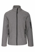 Kariban's KB401 jacket in gray features a front zipper, two side pockets, and an arm pocket, all equipped with black zippers.
