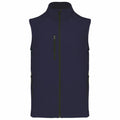 A front view of the Kariban KB403, a dark blue sleeveless vest featuring a zip-up front and two side pockets, displayed on a plain background.