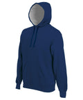 A blue hoodie, product KB443 by Kariban, featuring a front pocket and a drawstring hood, displayed on a plain white background.