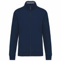 Kariban KB456 navy blue full-zip jacket featuring a high collar and two side pockets.