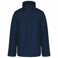 Product KB693 by Kariban is a navy blue winter jacket featuring a high collar and a front snap button closure.