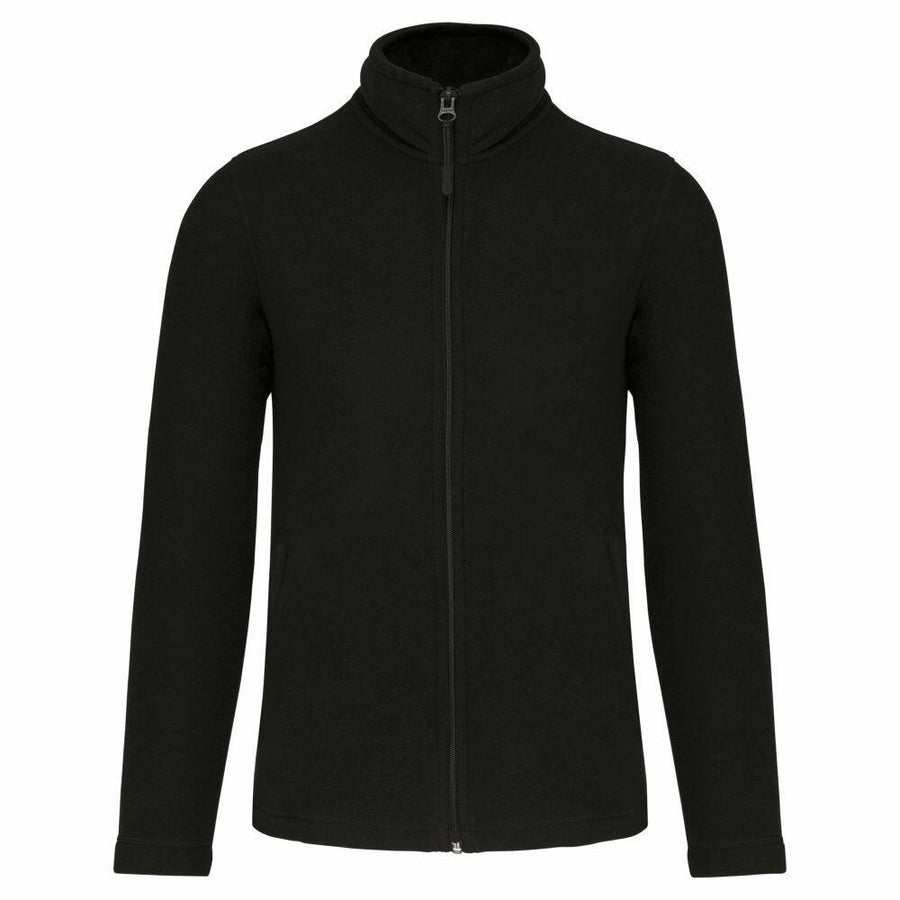 The Kariban KB903 full-zip fleece jacket in black, featuring a high collar and long sleeves, is displayed against a plain white background.