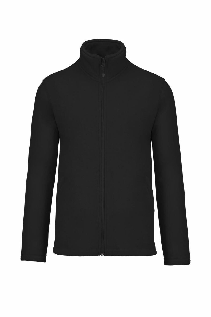 Kariban's KB911 is a black zip-up jacket featuring a high collar and long sleeves.