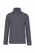 KB911, a full-zip gray fleece jacket from Kariban, features long sleeves and a standing collar.