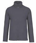 A plain grey Kariban KB911 fleece jacket with a full-length front zipper and a high collar.