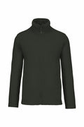 Product Description: The KB911 by Kariban is a dark green zip-up jacket featuring long sleeves and a high collar. Displayed against a white background, this jacket offers a plain design without any visible logos or patterns.
