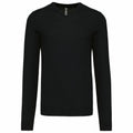 The Kariban KB965 is a plain black V-neck sweater with long sleeves.