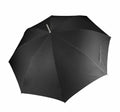 A KiMood KI003 black umbrella, fully open and featuring a silver handle, positioned against a plain white background.