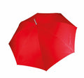 A fully opened KI003 umbrella by KiMood in a vibrant red color set against a white background.