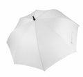 A large, open white umbrella from the KiMood brand, featuring a curved handle, displayed against a plain background.