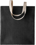 Introducing the KI009 by KiMood: a sleek black tote bag featuring elegant cream-colored handles, showcased against a simple backdrop.