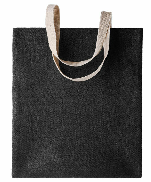 A KiMood KI009 black cloth tote bag with beige handles, photographed against a white background.