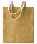 A KiMood tote bag, model KI009, featuring a yellow herringbone pattern and two beige handles.
