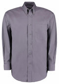 Kustom Kit KK105 gray button-up shirt featuring a pocket on the left side.