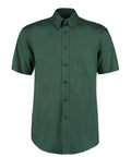 The KK109 by Kustom Kit is a green short-sleeve button-up shirt featuring a collar and a chest pocket.