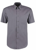 Kustom Kit KK109 short-sleeved gray button-up shirt with a single chest pocket.