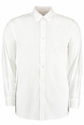 Kustom Kit's KK140 is a white long-sleeve shirt featuring a pointed collar, displayed against a plain background.