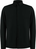 A black long-sleeve button-up shirt with a pointed collar, known as the KK143 from Kustom Kit.