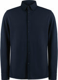 A Kustom Kit KK143 black button-up shirt with long sleeves and a classic collar.
