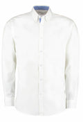 Kustom Kit's KK190 is a white long-sleeve button-up shirt with a collar.