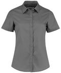 A Kustom Kit KK241 gray short-sleeve button-up shirt with a collar.