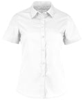 The KK241 by Kustom Kit is a plain white short-sleeve button-up shirt featuring a collar, shown from the front with buttons running vertically down the center.