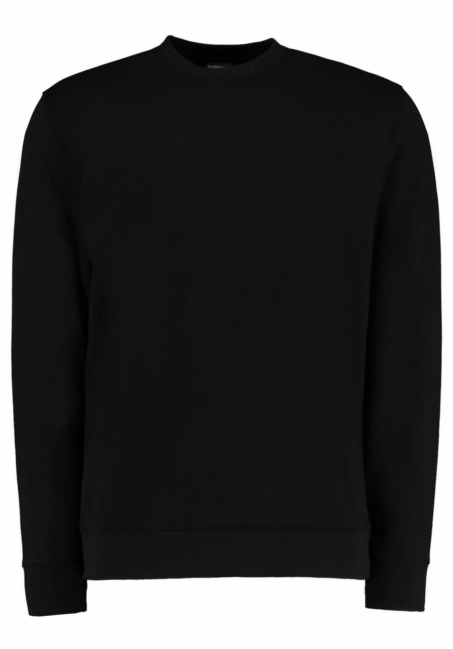 A plain black Kustom Kit KK302 crew neck sweatshirt with long sleeves.