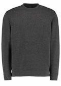 Kustom Kit's KK302 plain dark gray crewneck sweatshirt displayed on a white background.
