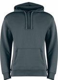 The Kustom Kit KK333 is a plain, dark gray hooded sweatshirt featuring a front pocket and adjustable drawstrings. It has no visible logos or designs and is showcased on a white background.